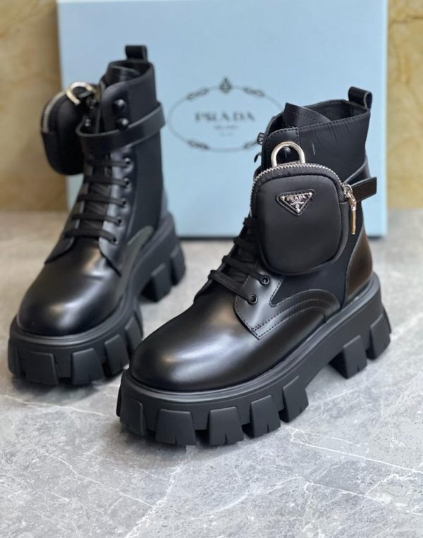 Prada Monolith Leather Ankle Boots