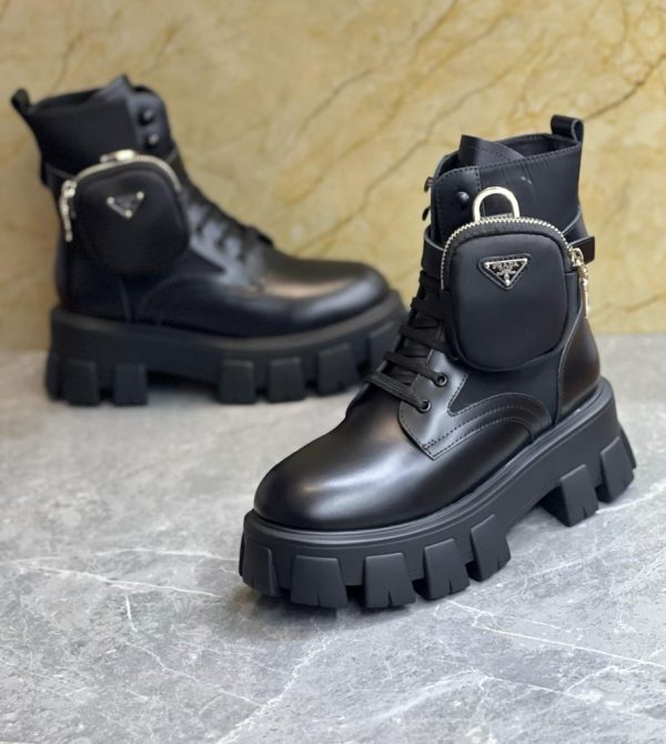 Prada Monolith Leather Ankle Boots - Image 2
