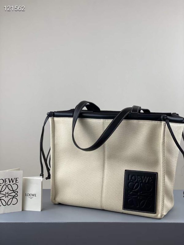 Loewe Leather Trim Canvas Cushion Tote Bag