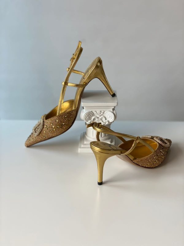 Valentino Signature Vlogo Crystal Slingback Pumps - Image 4