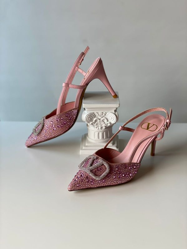 Valentino Signature Vlogo Crystal Slingback Pumps - Image 8