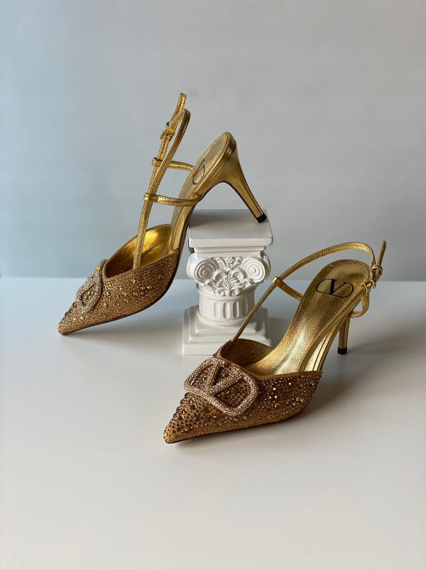 Valentino Signature Vlogo Crystal Slingback Pumps - Image 7