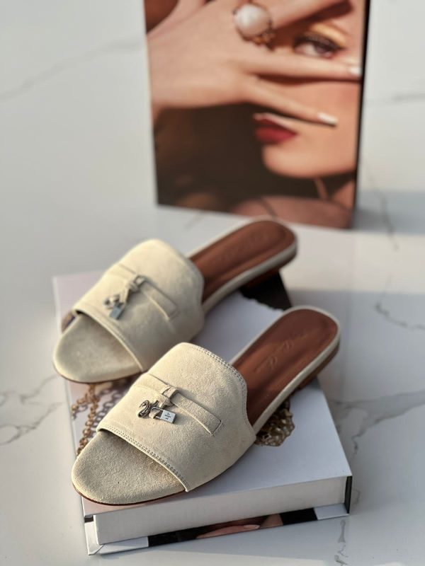 Loro Piana Summer Charms Walk Suede Slides - Image 6