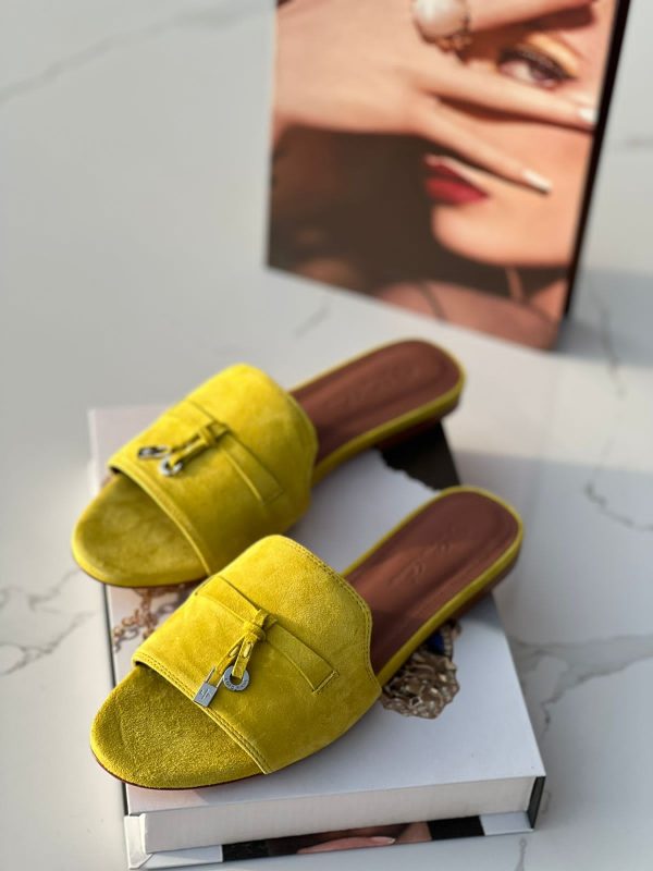 Loro Piana Summer Charms Walk Suede Slides - Image 5