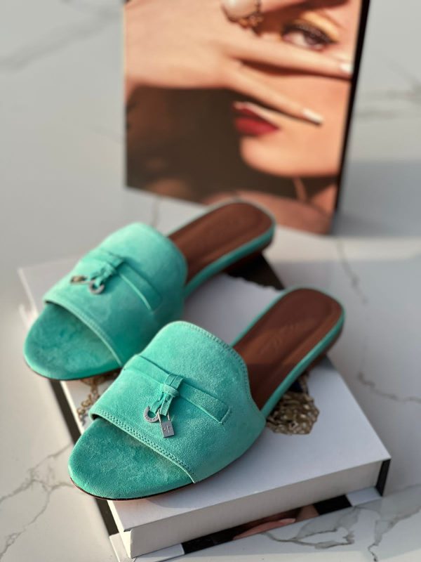 Loro Piana Summer Charms Walk Suede Slides - Image 3