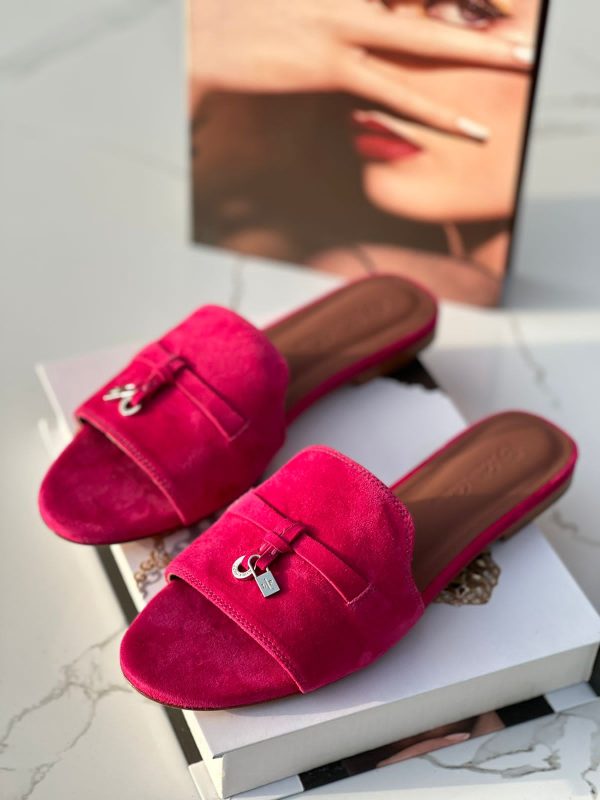 Loro Piana Summer Charms Walk Suede Slides - Image 4