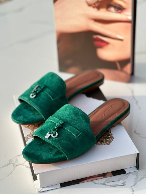 Loro Piana Summer Charms Walk Suede Slides - Image 2