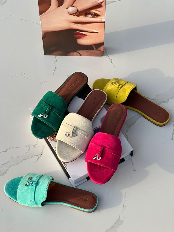 Loro Piana Summer Charms Walk Suede Slides