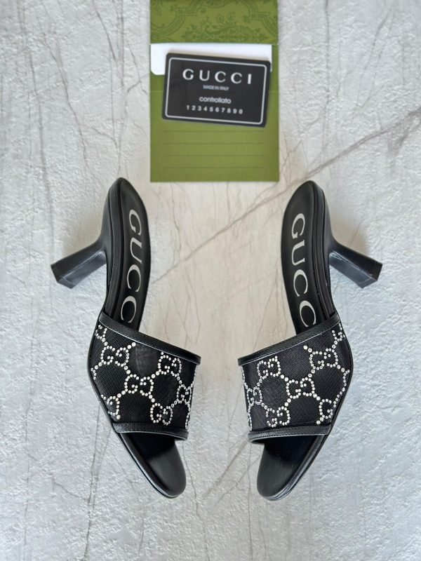 Gucci GG Mid Heels Slide Sandals - Image 3
