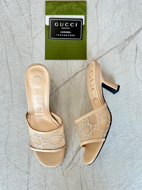 Gucci GG Mid Heels Slide Sandals - Image 4