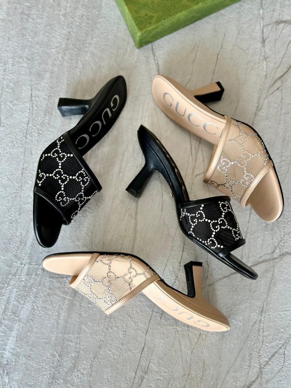 Gucci GG Mid Heels Slide Sandals