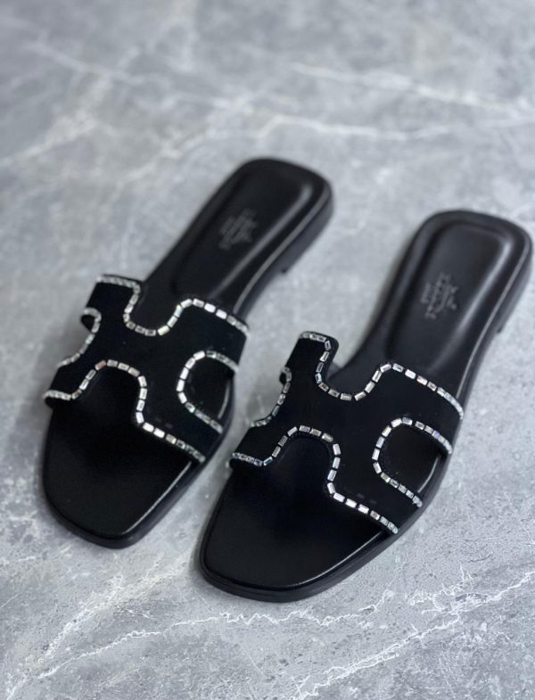 Hermes Oran Crystal Sandals For Women