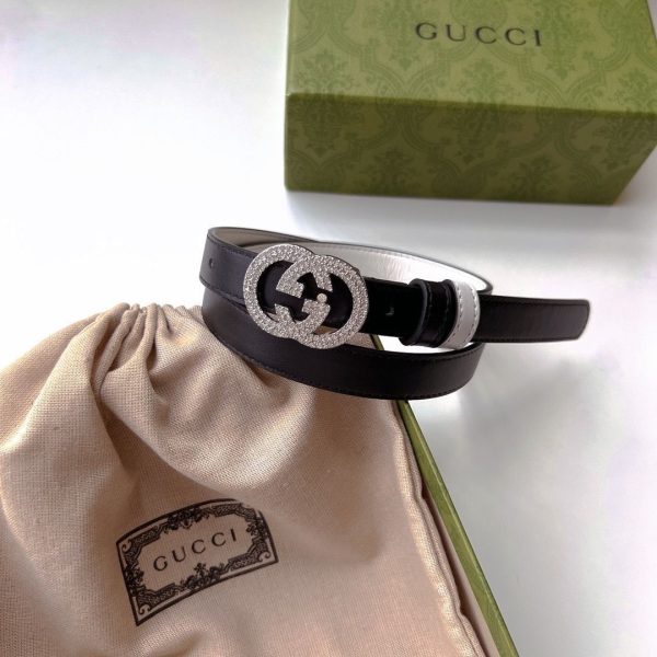 Gucci Chrystal GG Marmont Leather Belt - Image 3