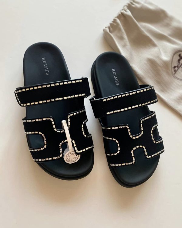 Hermes Suede Crystal Womens Chypre Sandals - Image 3