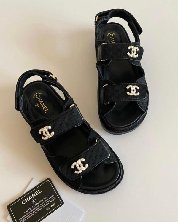 Chanel Quilted Crystal 36 CC Dad Chunky Sandals