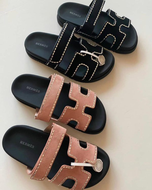 Hermes Suede Crystal Womens Chypre Sandals