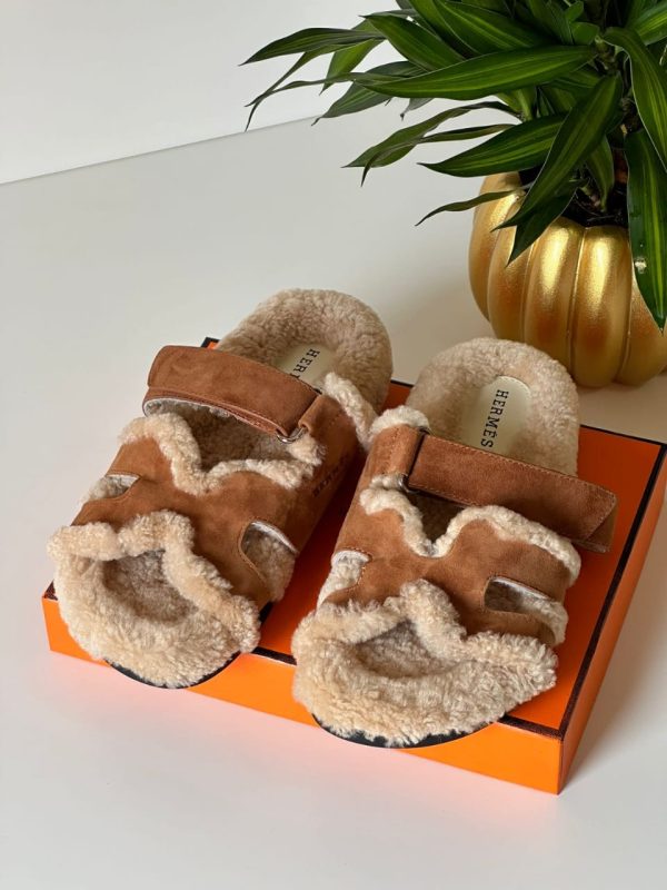 Hermes Chypre Teddy Sandals Craft Suede - Image 11