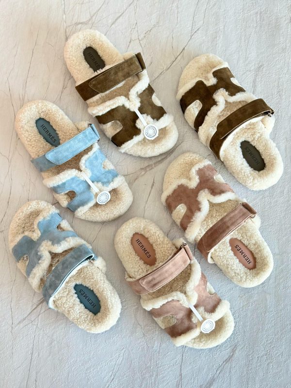Hermes Chypre Teddy Sandals Craft Suede