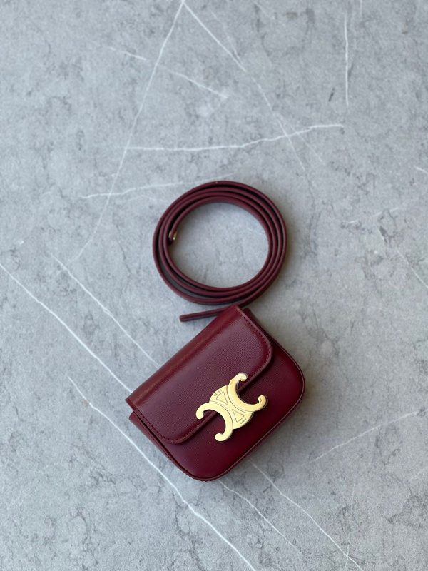 celine mini triomphe copy bag light burgundy