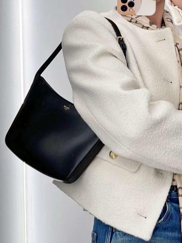 Celine Croque Medium Bag In Shiny Calfskin - Image 5