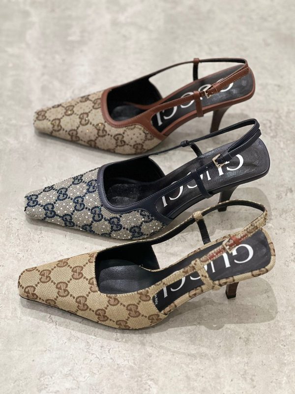Gucci GG Embellished Slingback Pumps