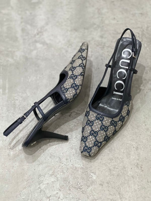 Gucci GG Embellished Slingback Pumps - Image 3