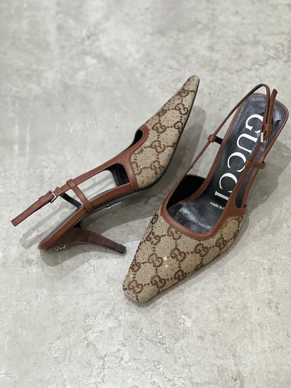 Gucci GG Embellished Slingback Pumps - Image 2
