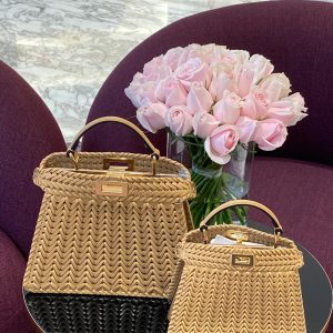 Fendi Peekaboo Iseeu Woven Straw Bag