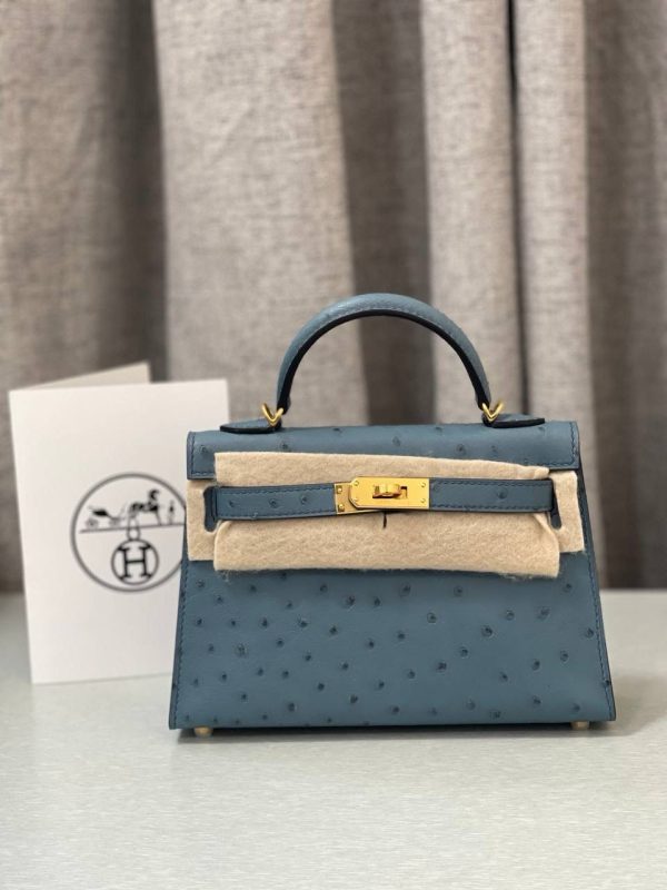 Hermes Kelly Mini K20 Ostrich Abricot - Image 14