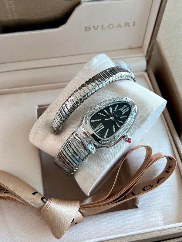 Bvlgari Stainless Steel And Diamond Serpenti Watch - Image 5