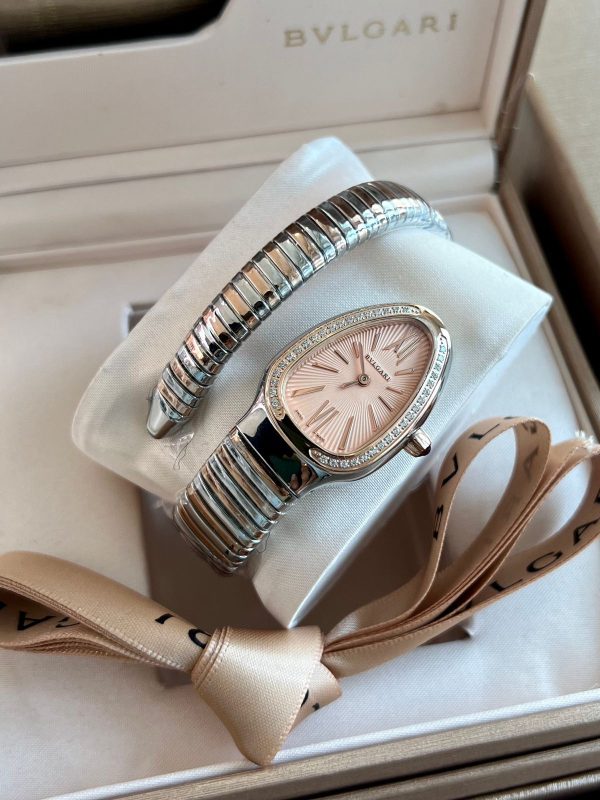 Bvlgari Stainless Steel And Diamond Serpenti Watch