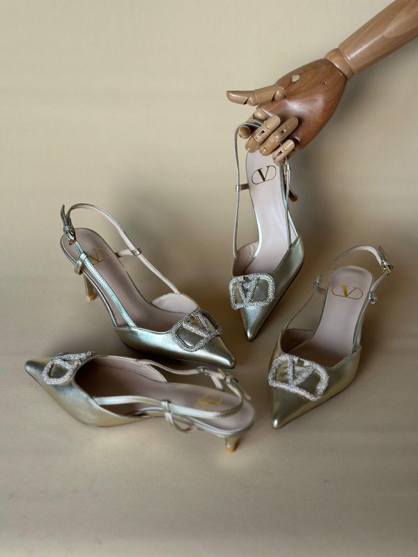 Valentino Vlogo Signature Satin Slingback Pumps - Image 3