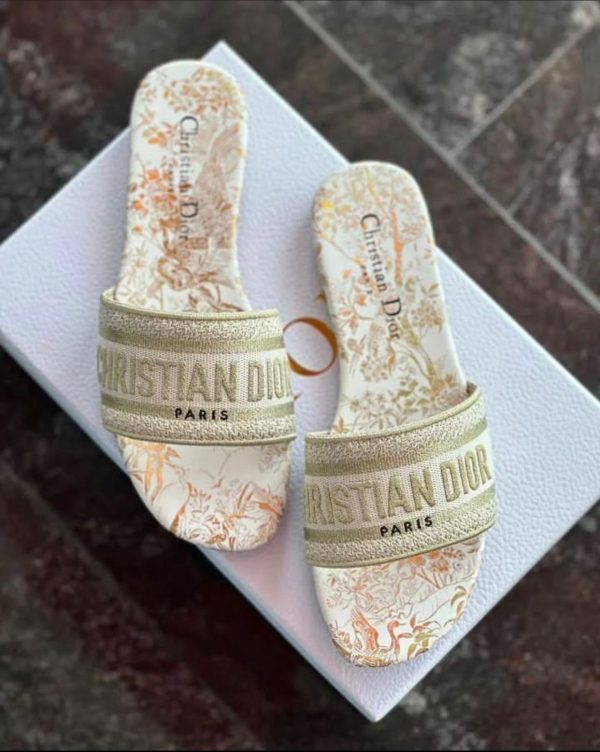 Dior Dway Toile De Jouy Embroidered Flat Sandal - Image 2
