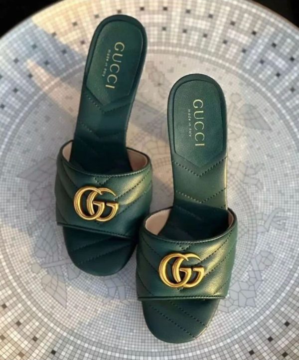 Gucci Marmont LogoEmbellished Leather Sandals - Image 3