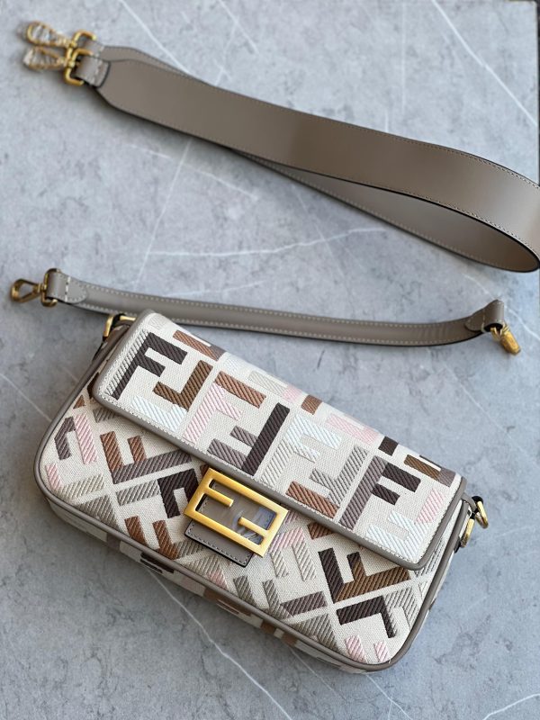 Exclusive Fendi Baguette FF Embroidery Bag - Image 11