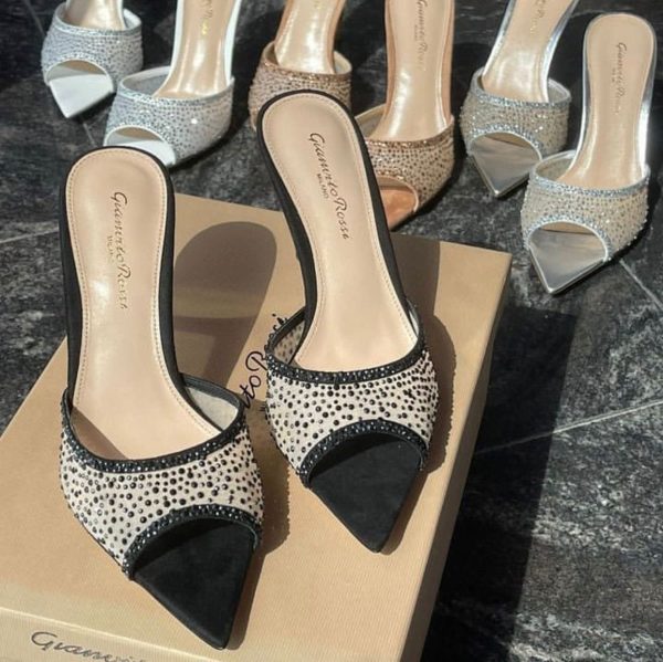 Gianvito Rossi Elle 85 Embellished Mesh Mules - Image 2
