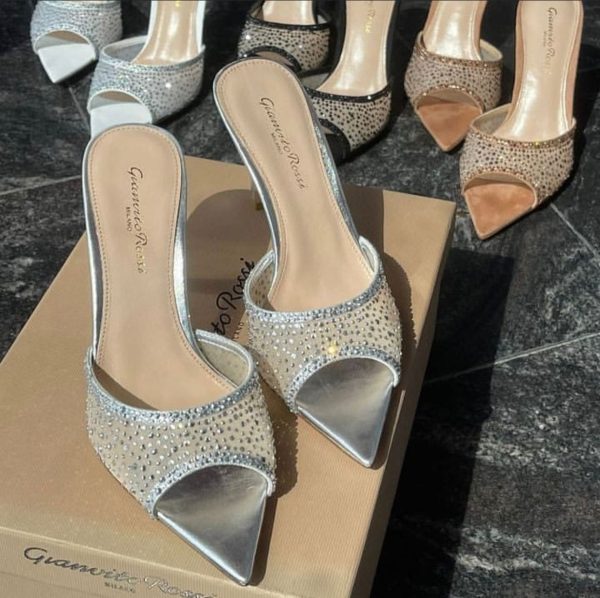 Gianvito Rossi Elle 85 Embellished Mesh Mules