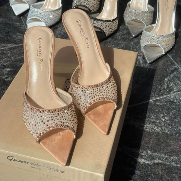 Gianvito Rossi Elle 85 Embellished Mesh Mules - Image 3