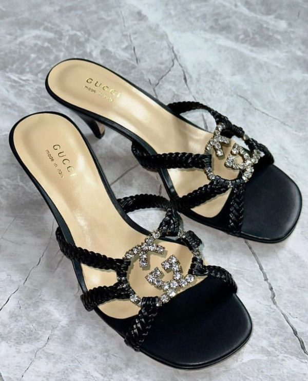 Gucci Crystal 95 Interlocking G Sandals - Image 2