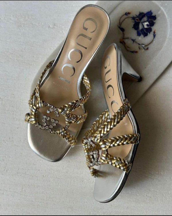 Gucci Crystal 95 Interlocking G Sandals - Image 3