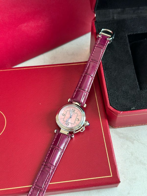 Womens Ballon Bleu De Cartier Leather Diamond Watch - Image 3
