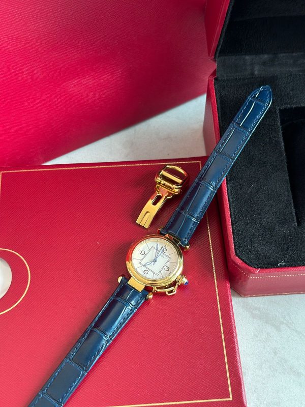 Womens Ballon Bleu De Cartier Leather Diamond Watch - Image 4