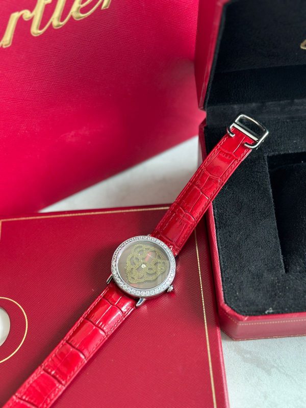 Womens Ballon Bleu De Cartier Leather Diamond Watch - Image 5