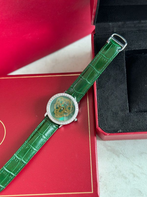 Womens Ballon Bleu De Cartier Leather Diamond Watch - Image 6