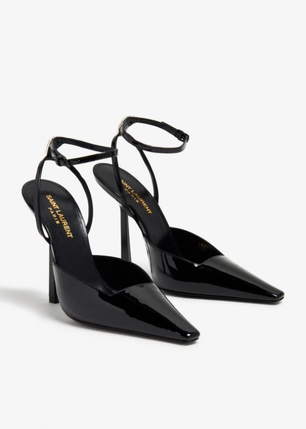 Saint Laurent Square Pointed Toe Slingback Pumps