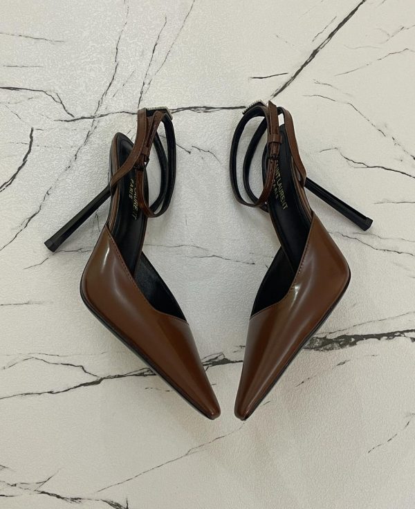 Saint Laurent Square Pointed Toe Slingback Pumps - Image 3