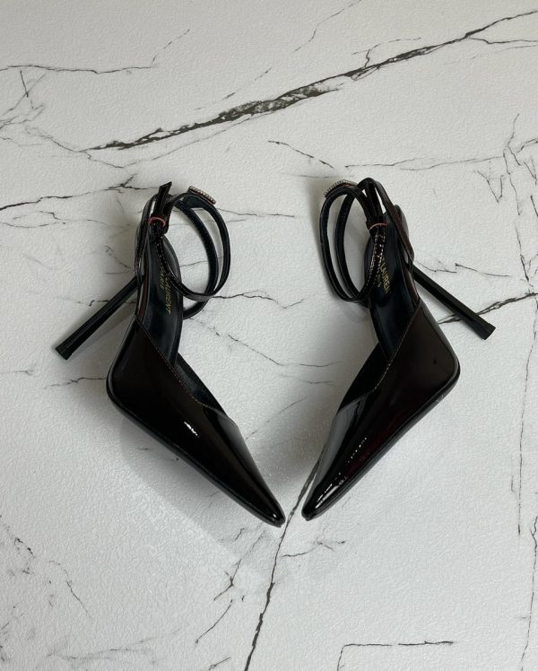 Saint Laurent Square Pointed Toe Slingback Pumps - Image 4