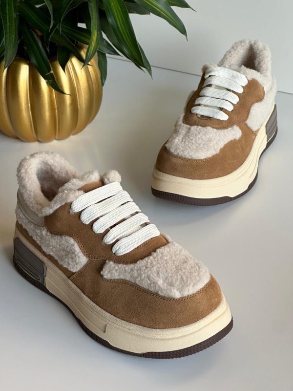 Women's UGG Black Fur Sneakers - Image 2