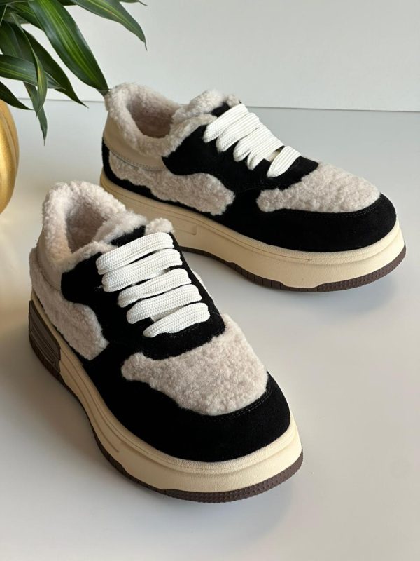 Women's UGG Black Fur Sneakers - Image 3