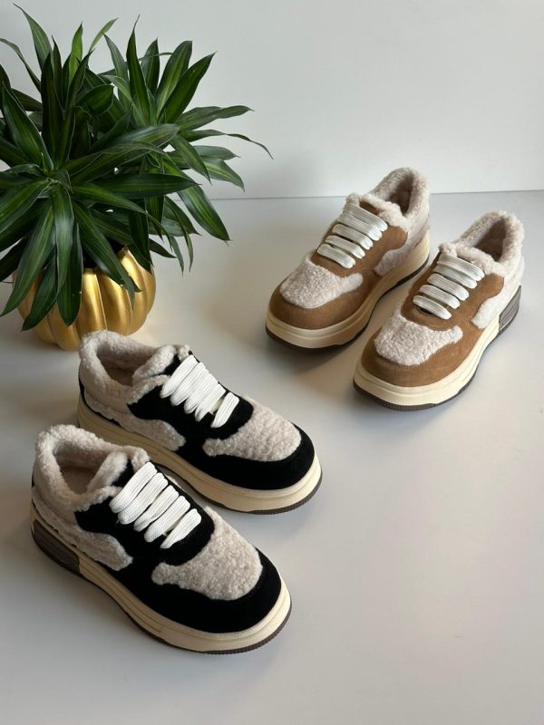 Women's UGG Black Fur Sneakers
